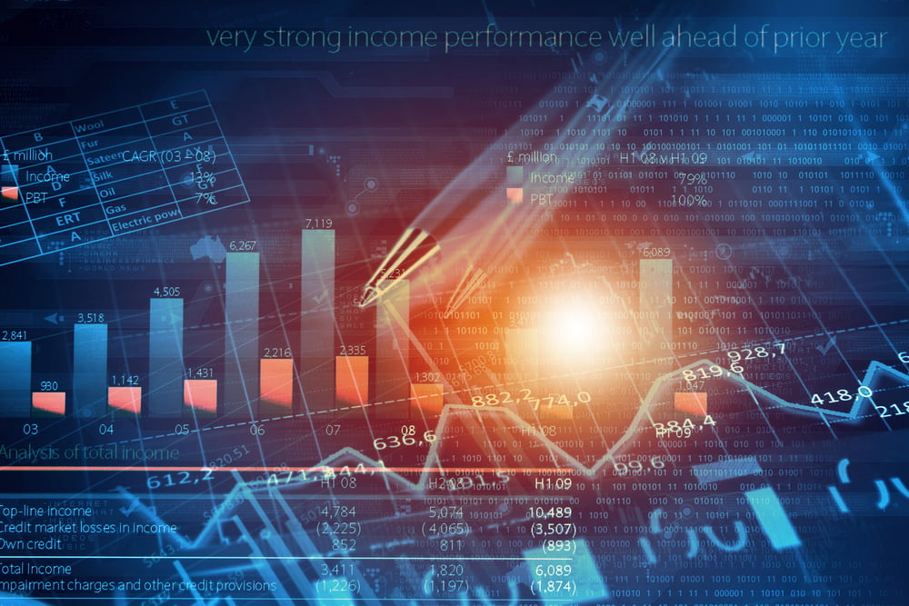 Background image with financial charts and graphs on media backdrop-2