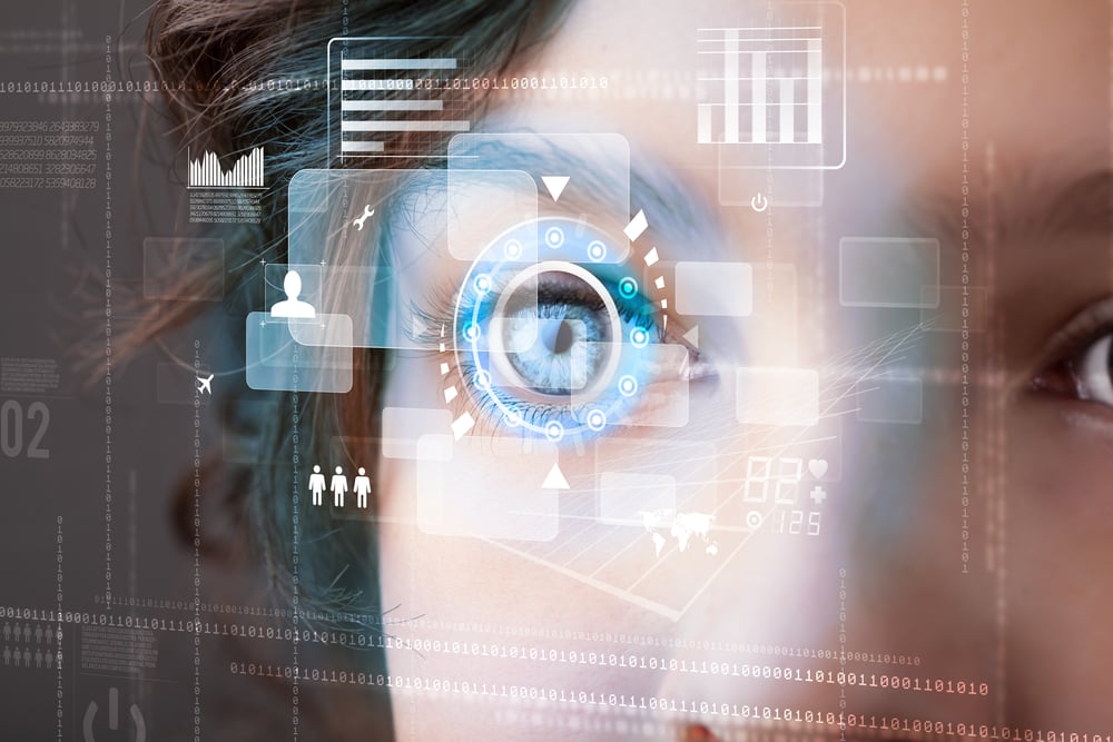 Future woman with cyber technology eye panel concept-3