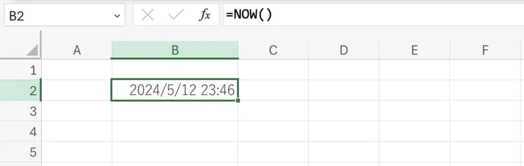 NOW関数（現在の日付と時刻を表示する）