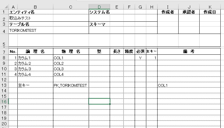Excelのテーブル定義書からer図を作成する